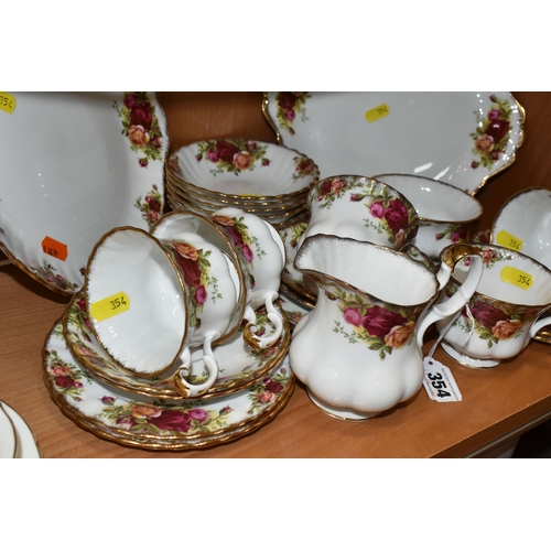 354 - A GROUP OF ROYAL ALBERT 'OLD COUNTRY ROSES' PATTERN TEAWARE, comprising two cake plates, six dessert... 