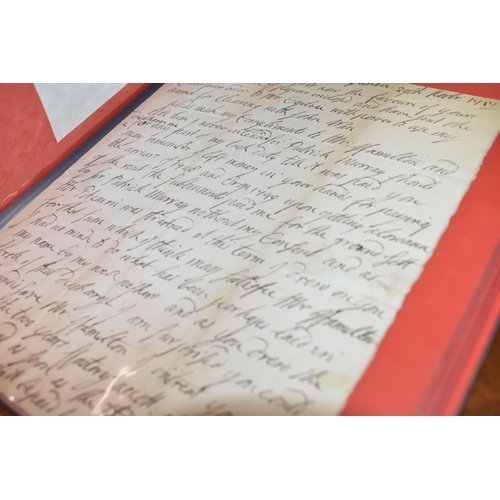 542 - SEVEN ALBUMS containing approximately 70 Letters and Legal Documents dating from 1610 - 1799, exampl... 