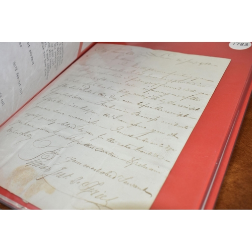 542 - SEVEN ALBUMS containing approximately 70 Letters and Legal Documents dating from 1610 - 1799, exampl... 