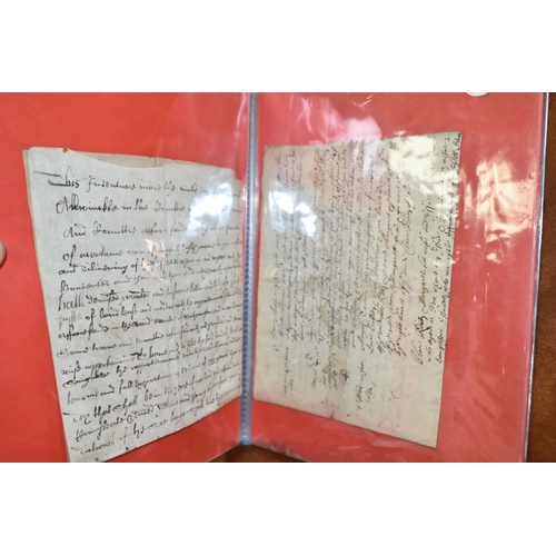 542 - SEVEN ALBUMS containing approximately 70 Letters and Legal Documents dating from 1610 - 1799, exampl... 