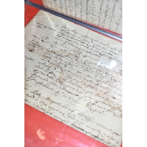 542 - SEVEN ALBUMS containing approximately 70 Letters and Legal Documents dating from 1610 - 1799, exampl... 