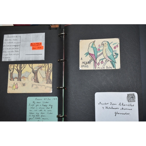 545 - FIVE ALBUMS containing 192 original drawings and watercolours on card or postcard from talented amat... 