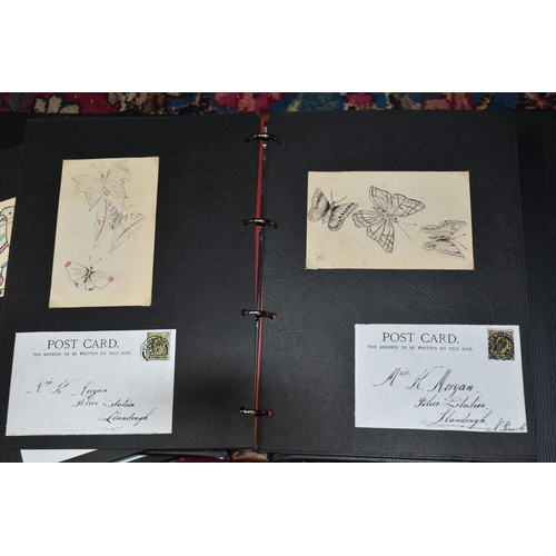 545 - FIVE ALBUMS containing 192 original drawings and watercolours on card or postcard from talented amat... 