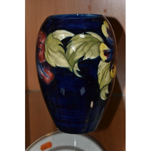 372 - A MOORCROFT POTTERY 'HIBISCUS' PATTERN VASE, of ovoid form, tube lined with red, purple and yellow h... 