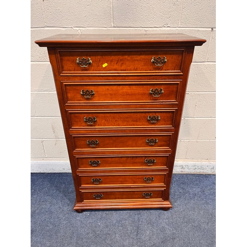 1247 - A REPRODUCTION MAHOGANY SERPENTINE SIDEBOARD, with a raised back, two drawers, flanked by two cupboa... 