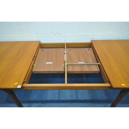 1207 - A.H. McINTOSH & CO LTD, KIRKCALDY, SCOTLAND, A MID CENTURY TEAK EXTENDING DINING TABLE, with two fol... 