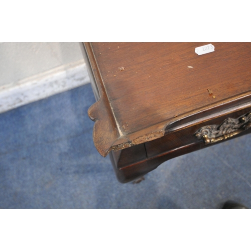 1221 - A 20TH CENTURY MAHOGANY SILVER TABLE, with raised edges, a single frieze drawer, raised on cabriole ... 