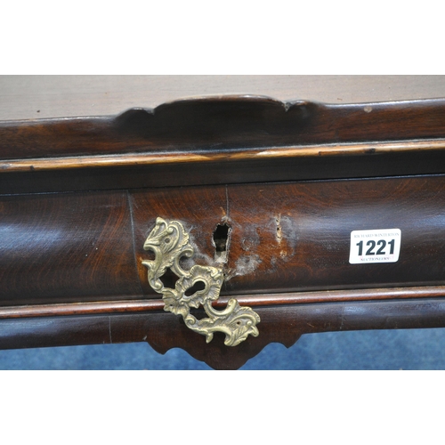 1221 - A 20TH CENTURY MAHOGANY SILVER TABLE, with raised edges, a single frieze drawer, raised on cabriole ... 