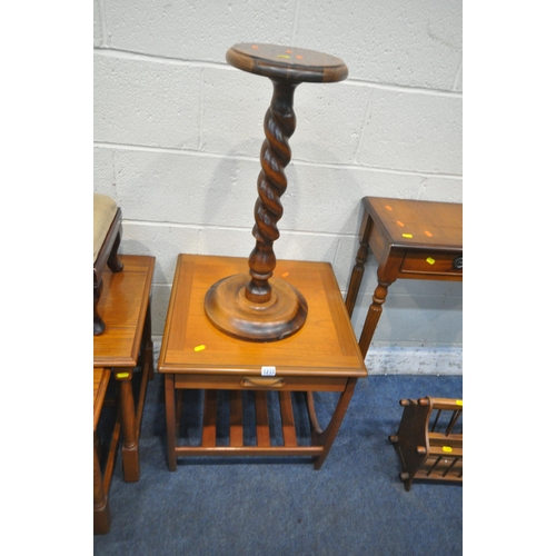 1233 - A G PLAN TEAK LAMP TABLE, with a single drawer, raised on shaped legs, with slatted undershelf, 50cm... 