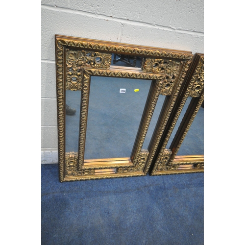 1234 - A PAIR OF GILT FRAME WALL MIRRORS, 99cm x 68cm, along with another gilt frame bevelled edge wall mir... 