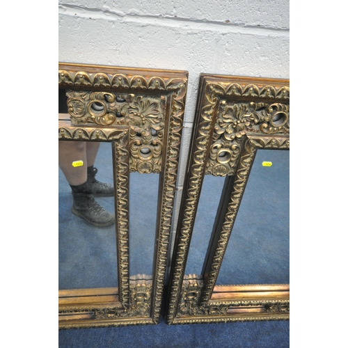 1234 - A PAIR OF GILT FRAME WALL MIRRORS, 99cm x 68cm, along with another gilt frame bevelled edge wall mir... 