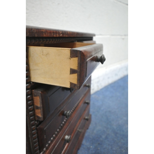 1249 - A REPRODUCTION MAHOGANY MINIATURE CHEST OF TWO SHORT OVER FOUR LONG DRAWERS, width 37cm x depth 19cm... 