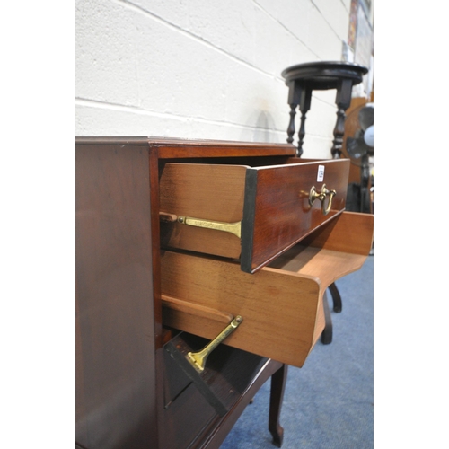 1259 - A 20TH CENTURY MAHOGANY FOUR DRAWER MUSIC CABINET, 48cm x depth 37cm x height 77cm, a torchere stand... 