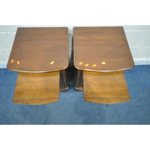 1263 - WILLIS AND GAMBIER, A PAIR OF CHERRYWOOD THREE DRAWER BEDSIDE CABINETS, with a brushing slide, 43cm ... 