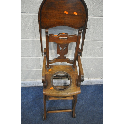 1279 - A VINTAGE CHILDS METAMORPHIC HIGH CHAIR, with a fold over tray table, width 35cm x depth 60cm x heig... 