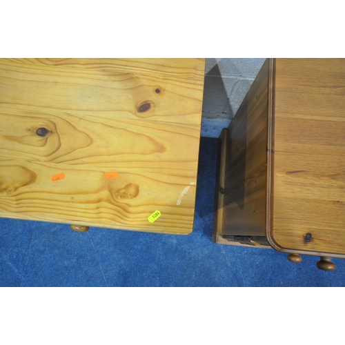 1284 - A PAIR OF MODERN PINE THREE DRAWER BEDSIDE CHESTS, 46cm x depth 44cm x height 62cm, along with a pin... 