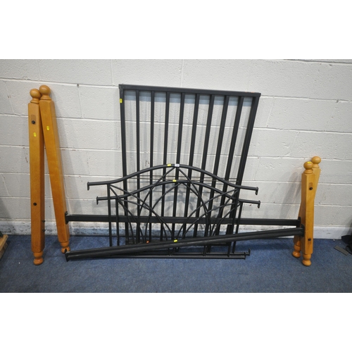 1308 - A MODERN 4FT6 WOOD AND TUBULAR METAL BEDSTEAD, with side rails metal slats and bolts (condition repo... 