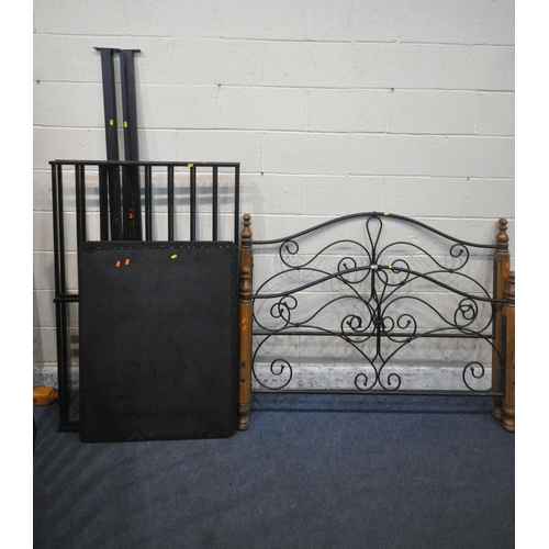 1309 - A MODERN 4FT6 WOOD AND TUBULAR METAL BEDSTEAD, with siderails, metal slats and bolts (condition repo... 