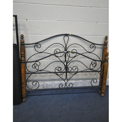 1309 - A MODERN 4FT6 WOOD AND TUBULAR METAL BEDSTEAD, with siderails, metal slats and bolts (condition repo... 