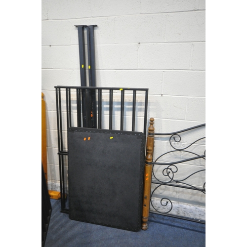 1309 - A MODERN 4FT6 WOOD AND TUBULAR METAL BEDSTEAD, with siderails, metal slats and bolts (condition repo... 