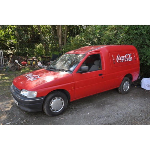 1000 - A 1992 FORD ESCORT VAN WITH 'COCA COLA' PAINTWORK (spares or repairs) 1796cc diesel engine (sump cra... 