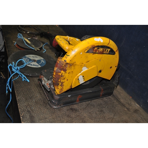 1086 - A DeWALT DW28700 14in CUT OFF SAW with spare blades and a CK 7000 angle grinder with spare blades (b... 