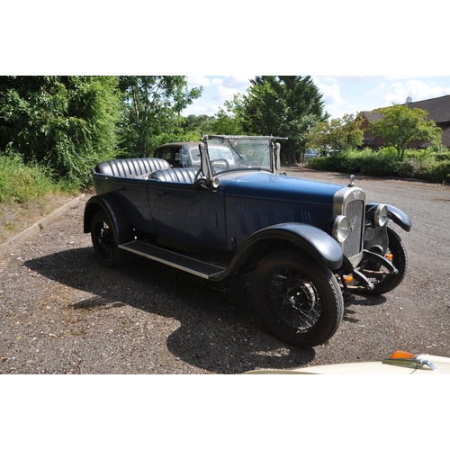 999 - A 1930's AUSTIN SIX OPEN TOURER FOUR SEATER CAR, in blue, Restoration project with side screens but ... 