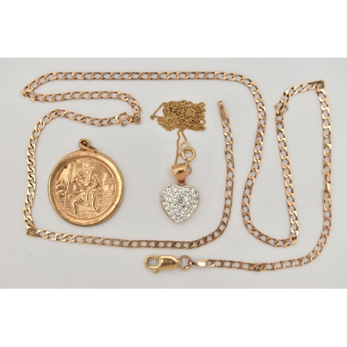 16 - ASSORTED 9CT GOLD AND YELLLOW METAL JEWELLERY, to include a yellow gold flat curb link chain necklac... 