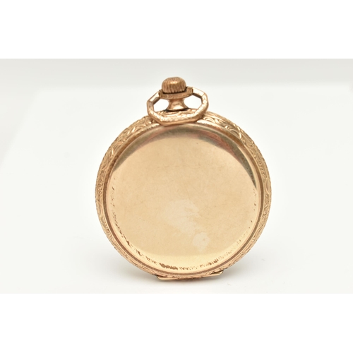 41 - THOMAS RUSSELL & SON OPEN FACE GOLD PLATED POCKET WATCH, the white face with black Roman numerals, s... 