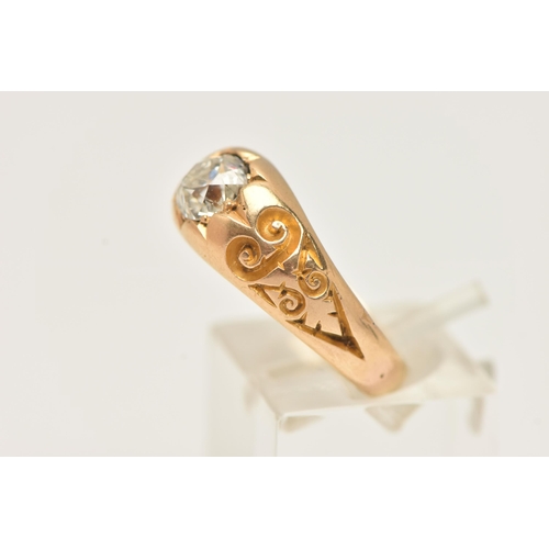 5 - A LATE VICTORIAN 18CT GOLD DIAMOND RING, a single old mine cut diamond, estimated diamond weight 0.8... 