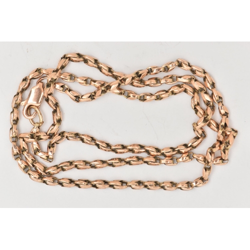 59 - A 9CT GOLD CHAIN NECKLACE, a tulip link chain, fitted with a lobster clasp, approximate length 175mm... 