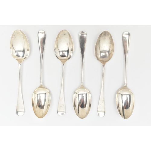 70 - A SET OF SIX SILVER TABLESPOONS, Hanoverian tablespoons, each hallmarked 'Walker & Hall' Sheffield 1... 