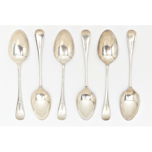 70 - A SET OF SIX SILVER TABLESPOONS, Hanoverian tablespoons, each hallmarked 'Walker & Hall' Sheffield 1... 