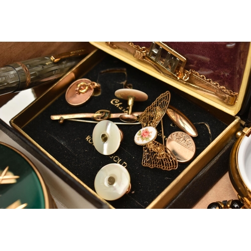 108 - A BOX OF ASSORTED SEMI-PRECIOUS JEWELLERY, COSTUME JEWELLERY AND ITEMS, to include a long single str... 