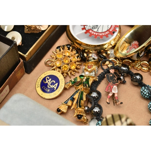 108 - A BOX OF ASSORTED SEMI-PRECIOUS JEWELLERY, COSTUME JEWELLERY AND ITEMS, to include a long single str... 