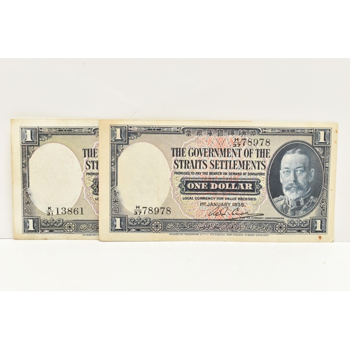 190 - THE GOVERNMENT OF THE STRAITS SETTLEMENTS PAIR OF ONE DOLLAR BANKNOTES, 1st January 1935 (H37 78978,... 