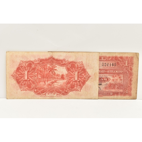 194 - STRAITS SETTLEMENTS PAIR OF ONE DOLLAR BANKNOTES N56 82906, P41 21165, Jan 1930 (some ware)