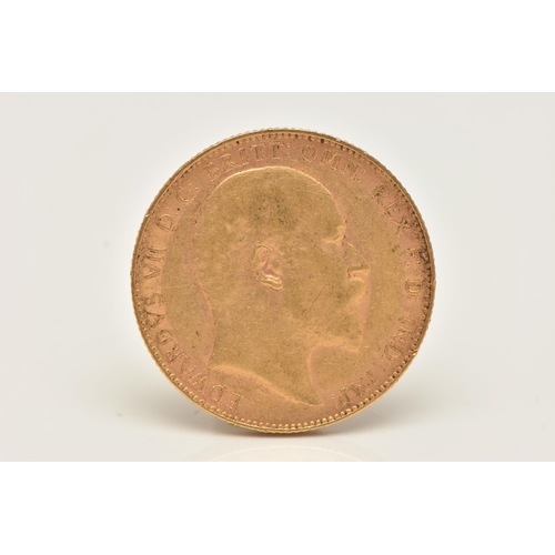 204 - A FULL GOLD SOVEREIGN COIN PERTH MINT EDWARD VII, dated 1910, 22ct, 7.98 grams, 22.05mm (slight ding... 