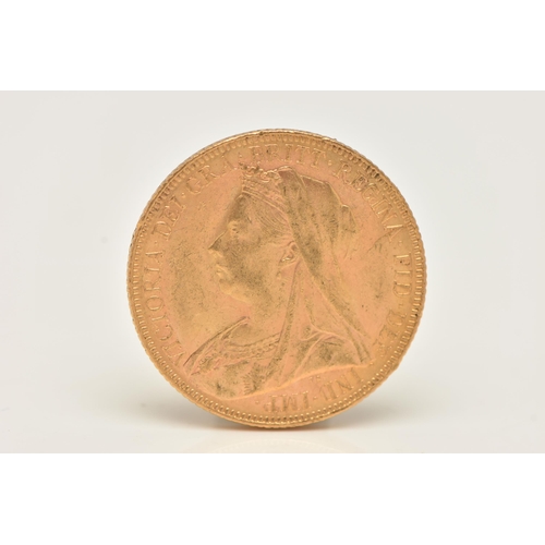 205 - A FULL GOLD SOVEREIGN VICTORIA VIELED HEAD COIN MELBOURNE MINT, dated 1901, .916 fine, 22.05mm, 7.9 ... 