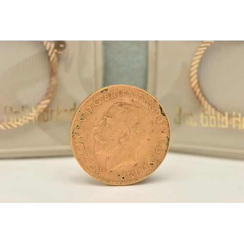 208 - A HALF GOLD SOVEREIGN COIN DEPICTING GEORGE V, dated 1912, 3.9 grams, 19.3mm, 916 fine, together wit... 