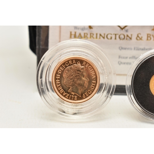 214 - A TIMOTHY NOAD DESIGN GOLD HALF SOVEREIGN, dated 2005, 3.99 grams, 19.5mm, 22ct gold, together with ... 