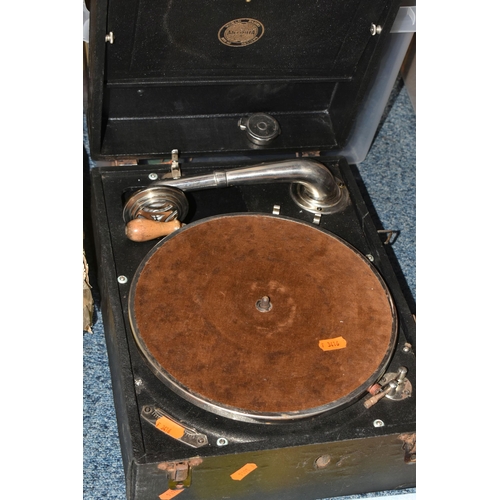 311 - A VINTAGE ANTORIA TURNTABLE RECORD PLAYERS AND RECORDS to include a boxed Antoria record player with... 