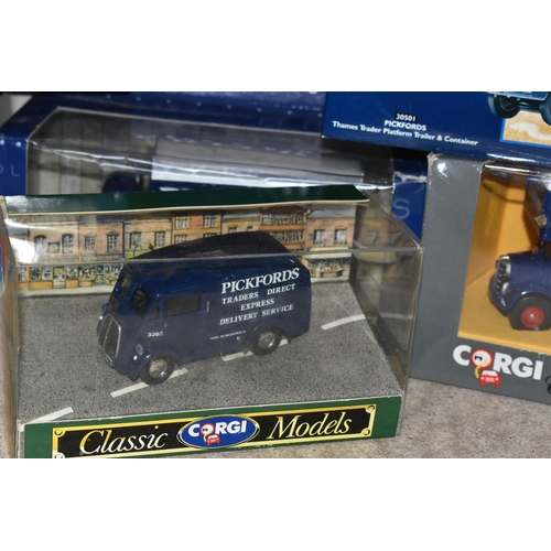 313 - A COLLECTION OF DIECAST MODEL PICKFORDS TRUCKS, to include a Corgi Classics Scammell Highwayman Cran... 