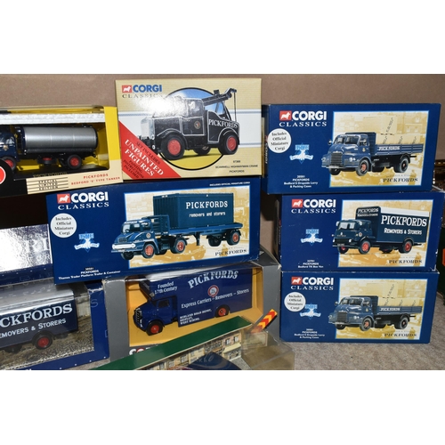 313 - A COLLECTION OF DIECAST MODEL PICKFORDS TRUCKS, to include a Corgi Classics Scammell Highwayman Cran... 