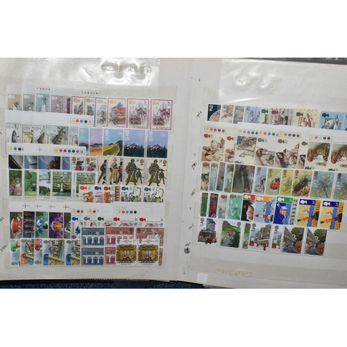 347 - THREE ALBUMS WITH GB DUPLICATED STOCK OF COMMEMORATIVES FROM 1978-MID 2010S, usually as blocks or pa... 