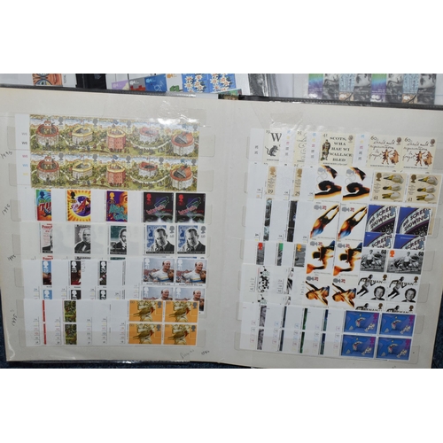 347 - THREE ALBUMS WITH GB DUPLICATED STOCK OF COMMEMORATIVES FROM 1978-MID 2010S, usually as blocks or pa... 