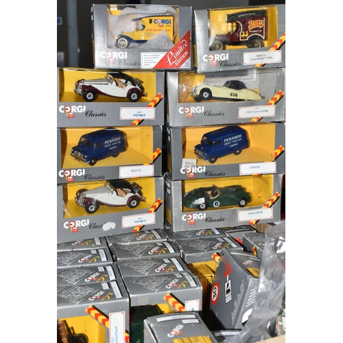 351 - THIRTY BOXED CORGI CLASSICS DIE CAST MODEL CARS, TO INCLUDE Jaguar XK no. 819, Thornycraft no. C867,... 