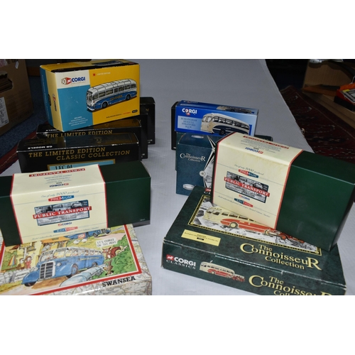 360 - FOURTEEN BOXED DIE CAST LIMITED EDITION MODEL BUSES AND COACHES, to include a Corgi Burlingham Seagu... 