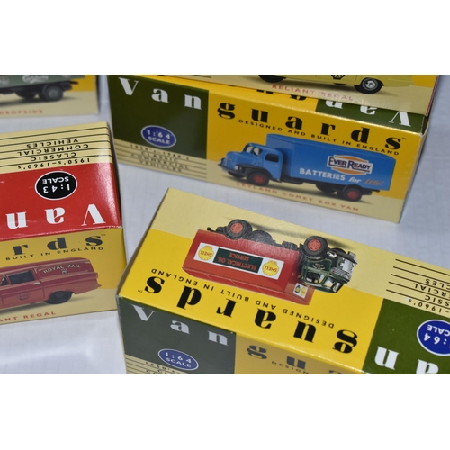 363 - TWELVE BOXED VANGUARDS 1:64 AND 1:43 SCALE DIECAST MODEL VEHICLES, this is split into ten 1:64 scale... 