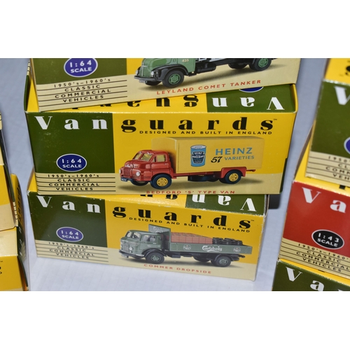 363 - TWELVE BOXED VANGUARDS 1:64 AND 1:43 SCALE DIECAST MODEL VEHICLES, this is split into ten 1:64 scale... 